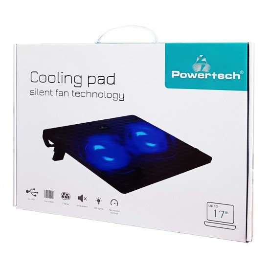POWERTECH Βάση & ψύξη laptop PT-739 έως 17", 2x 120mm fan, LED, μαύρο