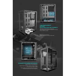 POWERTECH Gaming case PT-743, tempered glass, 4x 120mm fans (3x RGB)