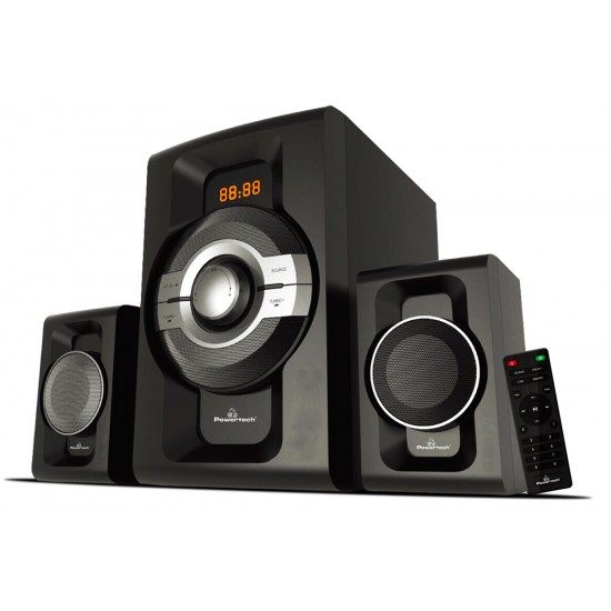 POWERTECH Ηχεία 2.1ch Bluetooth, 60W RMS, AUX/FM, τηλεχειριστήριο, μαύρα