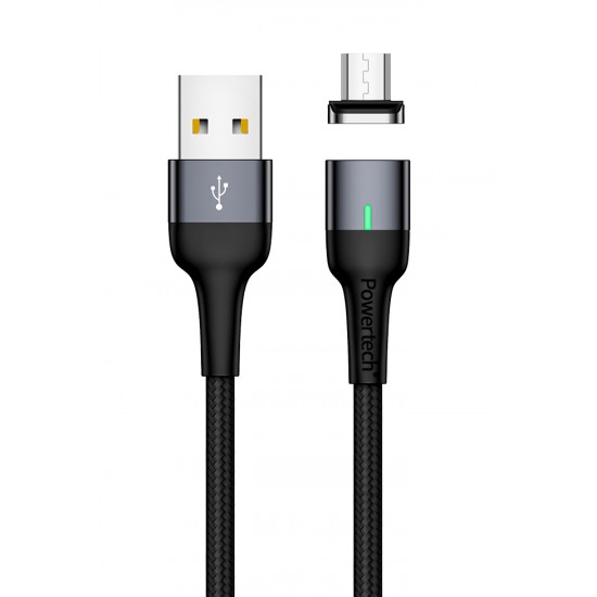 POWERTECH Καλώδιο USB 2.0 σε Micro PT-750, μαγνητικό, 1m, μαύρο