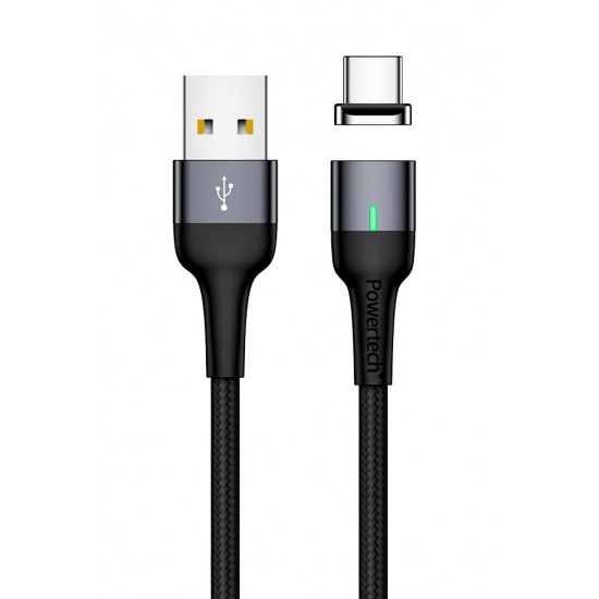 POWERTECH Καλώδιο USB 2.0 σε Type-C PT-752, μαγνητικό, 1m, μαύρο