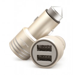 POWERTECH Φορτιστής Αυτοκινήτου PT-758, 2x USB, 2.1A, χρυσός