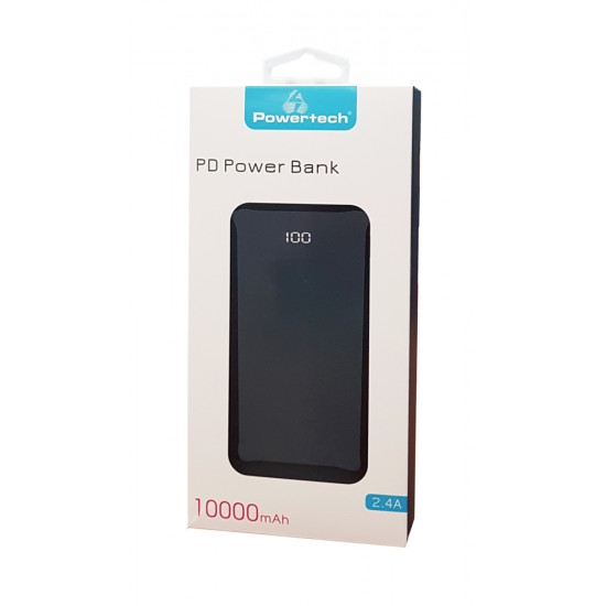 POWERTECH power bank PT-764 10000mAh, 3x output, quick charge, μαύρο