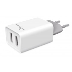 POWERTECH Φορτιστής τοίχου PT-778, 2x USB, 2.1A, λευκός