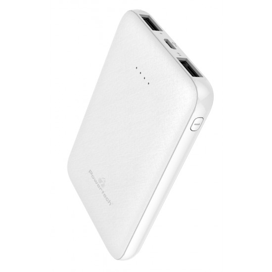 POWERTECH Power Bank PT-800 5000mAh, 2x USB Output, 2.1A, λευκό