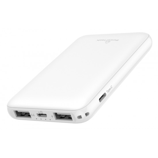 POWERTECH Power Bank PT-801 5000mAh, 3x USB Output, 2.1A, λευκό