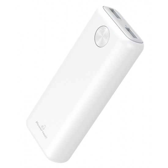 POWERTECH Power Bank PT-802 10000mAh, 2x USB Output, 2.1A, λευκό