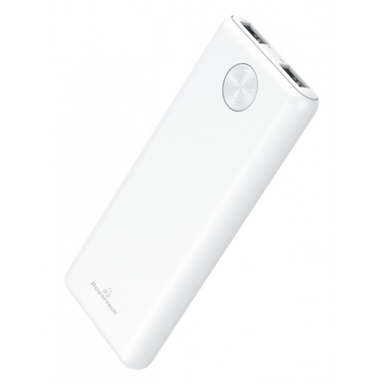 POWERTECH Power Bank PT-803 5000mAh, 2x USB Output, 2.1A, λευκό