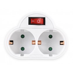 POWERTECH αντάπτορας ρεύματος PT-814, 2x schuko, 250V 16A, λευκός