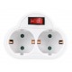 POWERTECH αντάπτορας ρεύματος PT-814, 2x schuko, 250V 16A, λευκός