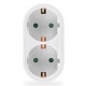 POWERTECH αντάπτορας ρεύματος PT-820, 2x schuko, 250V 16A, λευκός