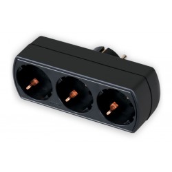 POWERTECH αντάπτορας ρεύματος PT-823, 3x schuko, 250V 16A, μαύρος