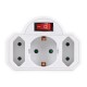 POWERTECH αντάπτορας ρεύματος PT-826, 1x schuko, 2x euro, 16A, λευκός