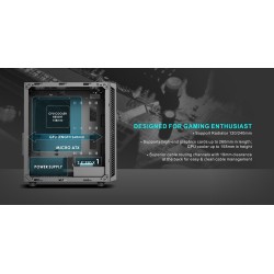 POWERTECH Gaming case PT-839, tempered glass, 3x 120mm fans (2x RGB)