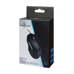 POWERTECH ενσύρματο ποντίκι PT-851, 1600DPI, USB, μαύρο