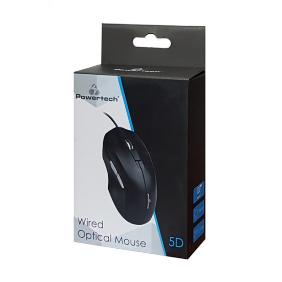 POWERTECH ενσύρματο ποντίκι PT-851, 1600DPI, USB, μαύρο