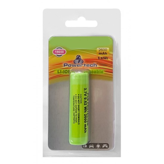 POWERTECH επαναφορτιζόμενη μπαταρία PT-863, 18650, 2600mAh 9.62Wh