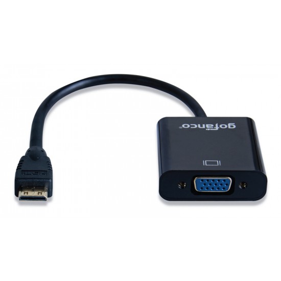 POWERTECH converter mini HDMI (M) σε VGA (F) PTH-026 με Audio, μαύρο