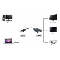 POWERTECH converter DisplayPort σε DVI (F) PTH-029, 1920x1200p, μαύρο