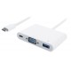 POWERTECH converter Type-C σε VGA + Type-C + USB 3.0 PTH-035, λευκό