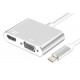 POWERTECH converter USB Type-C σε VGA + HDMI 4K PTH-041, ασημί