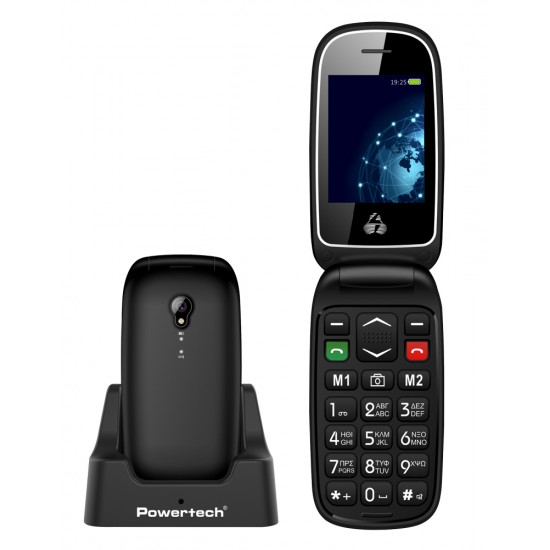 POWERTECH Κινητό Τηλέφωνο Sentry Global PTM-19, SOS Call, φακός, μαύρο