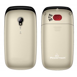POWERTECH Κινητό Τηλέφωνο Sentry Global PTM-20, SOS Call, φακός, χρυσό