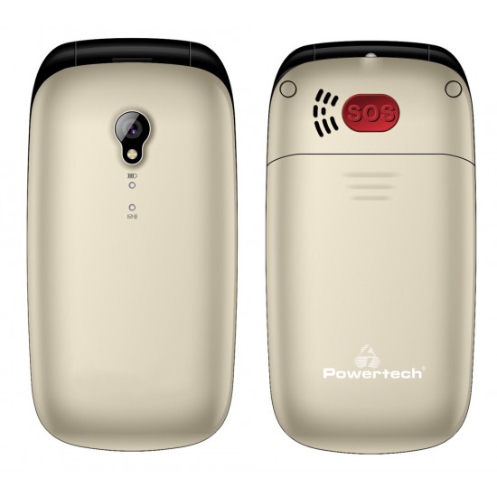 POWERTECH Κινητό Τηλέφωνο Sentry Global PTM-20, SOS Call, φακός, χρυσό