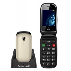 POWERTECH Κινητό Τηλέφωνο Sentry Global PTM-20, SOS Call, φακός, χρυσό