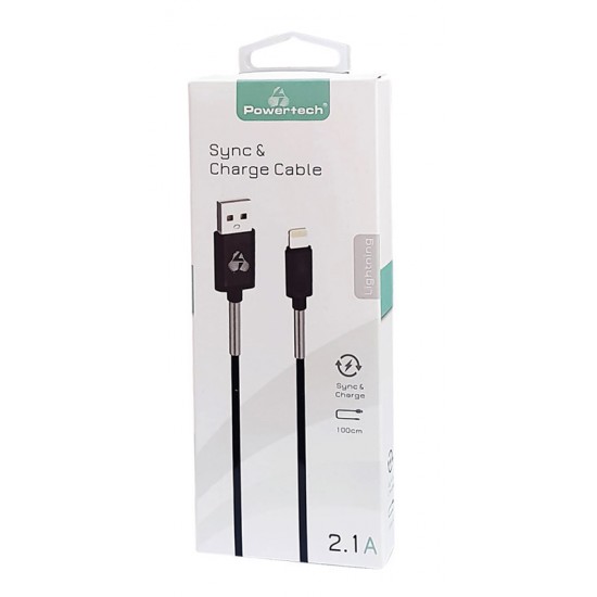 POWERTECH Καλώδιο USB σε Lightning flex alu PTR-0020, copper, 1m, μαύρο