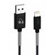 POWERTECH Καλώδιο USB σε Lightning flex alu PTR-0020, copper, 1m, μαύρο