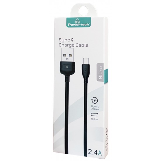 POWERTECH Καλώδιο USB σε Micro USB eco PTR-0054 copper, 1m , μαύρο
