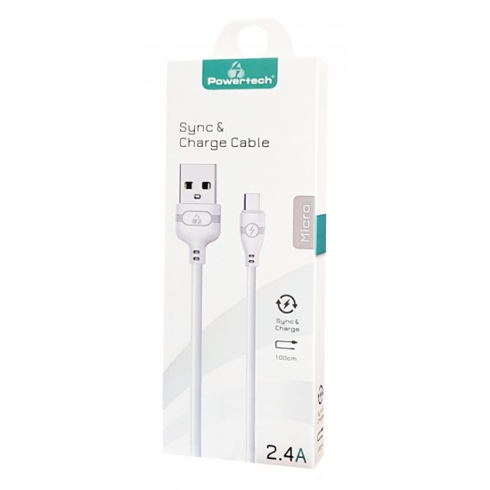 POWERTECH Καλώδιο USB σε Micro USB eco PTR-0055 copper, 1m , λευκό