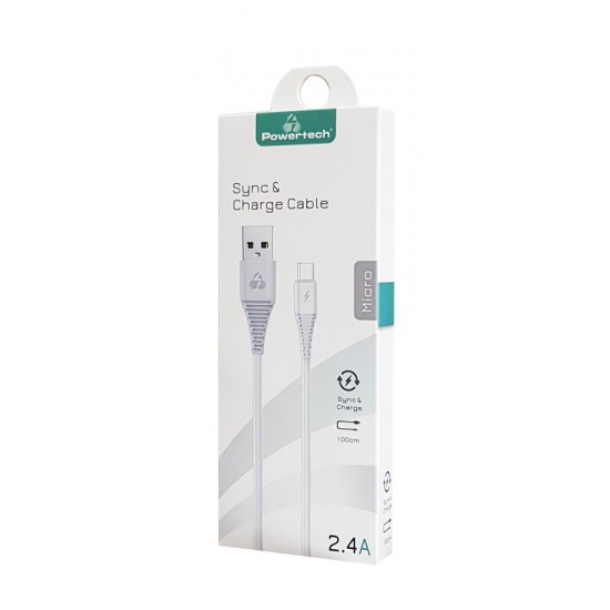 POWERTECH Καλώδιο USB σε Micro USB eco PTR-0057 copper, 1m , λευκό