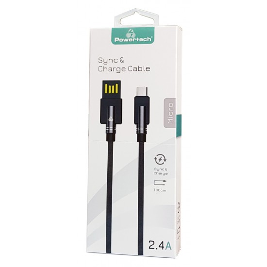 POWERTECH Καλώδιο USB σε Micro USB dual ele PTR-0062 copper, 1m, μαύρο