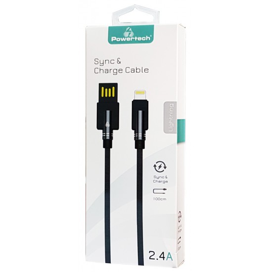 POWERTECH Καλώδιο USB σε Lightning dual ele PTR-0063 copper, 1m, μαύρο