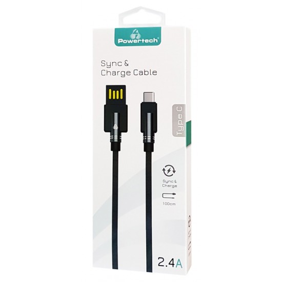 POWERTECH Καλώδιο USB σε Type-C dual ele PTR-0064 copper, 1m, μαύρο