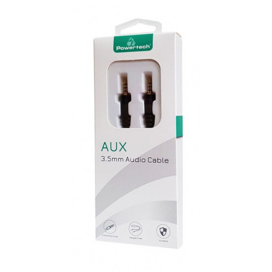 POWERTECH καλώδιο Jack 3.5mm M-M, 4 pin, OD: 4.0mm, copper, 0.50m, μαύρο