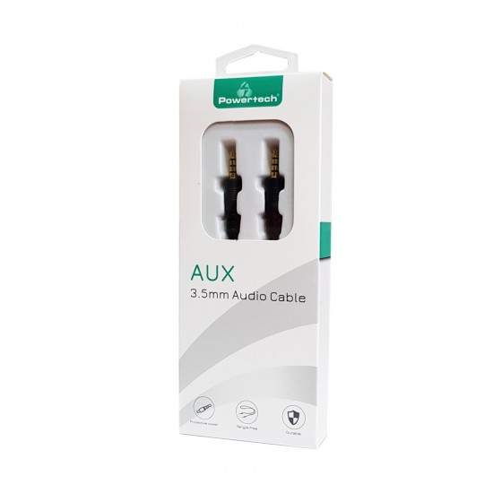 POWERTECH καλώδιο Jack 3.5mm M-M, 4 pin, OD: 4.0mm, copper, 1m, μαύρο