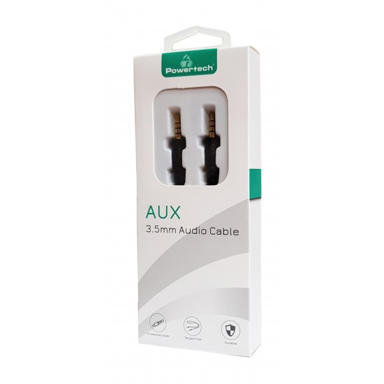 POWERTECH καλώδιο Jack 3.5mm M-M, 4 pin, OD: 4.0mm, copper, 2m, μαύρο