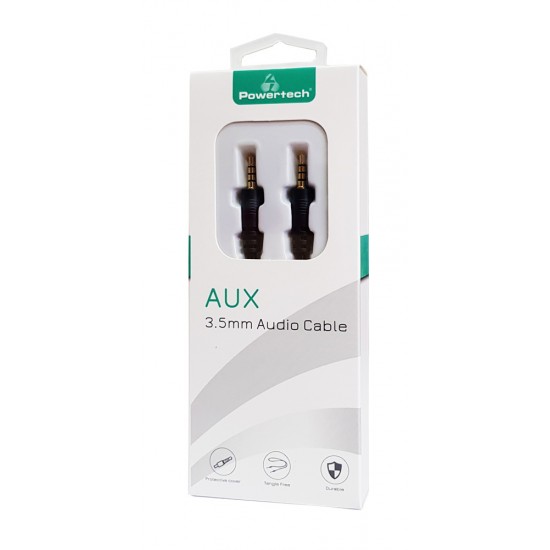 POWERTECH καλώδιο Jack 3.5mm M-M, 4 pin, OD: 4.0mm, copper, 3m, μαύρο