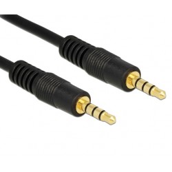 POWERTECH καλώδιο Jack 3.5mm M-M, 4 pin, OD: 4.0mm, copper, 3m, μαύρο