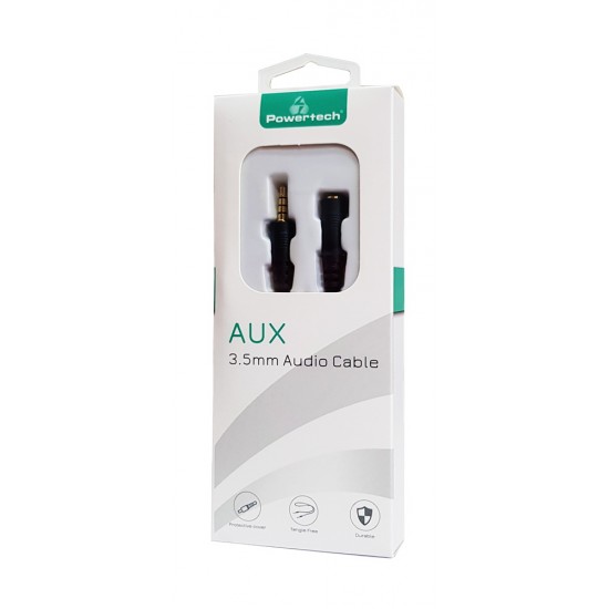 POWERTECH καλώδιο Jack 3.5mm M-F, 4 pin, OD: 4.0mm, copper, 3m, μαύρο
