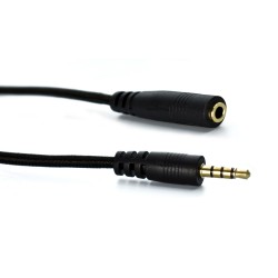 POWERTECH καλώδιο Jack 3.5mm M-F, 4 pin, OD: 4.0mm, copper, 3m, μαύρο