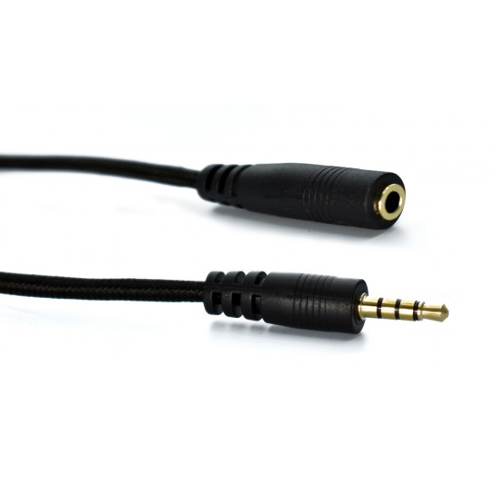 POWERTECH καλώδιο Jack 3.5mm M-F, 4 pin, OD: 4.0mm, copper, 3m, μαύρο