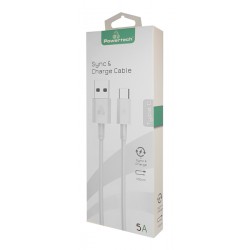 POWERTECH Καλώδιο USB σε Type-C PTR-0079, 5A, 5.0Gbps, 1m, λευκό