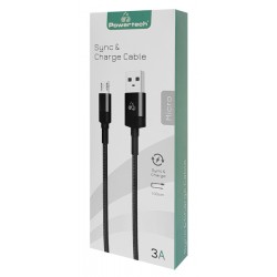 POWERTECH Καλώδιο USB σε Micro USB eco round PTR-0080, copper, 1m, μαύρο