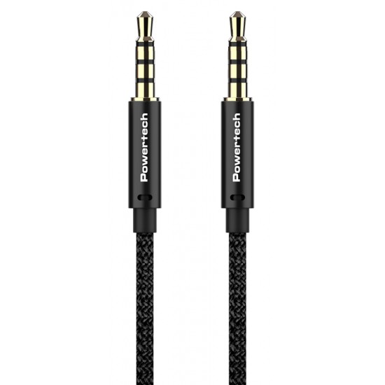 POWERTECH καλώδιο Jack 3.5mm prime PTR-0089, 4 pin, copper, 1m, μαύρο