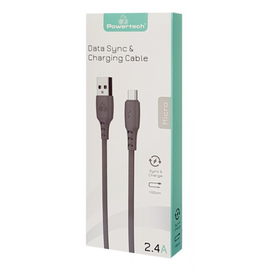POWERTECH Καλώδιο USB σε Micro USB eco PTR-0090, copper, 1m, γκρι