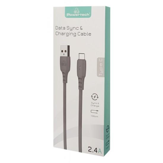 POWERTECH Καλώδιο USB σε USB Type-C eco PTR-0091, copper, 1m, γκρι
